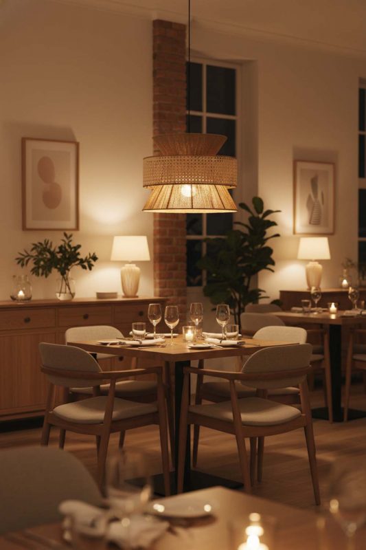 Restaurant Natural Bamboo Silk Pendant Light - Upscale & Stylish