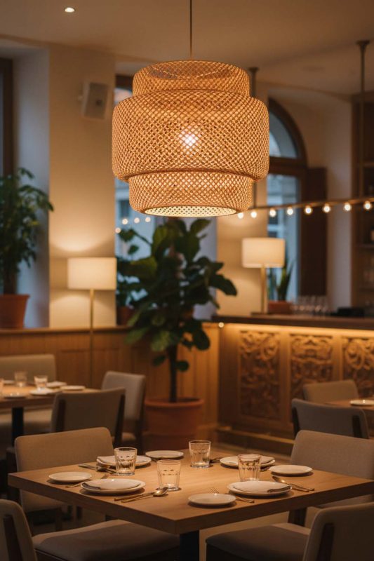 Restaurant Natural Bamboo Sinnerlig Pendant Lamp - Elegant Dining Experience