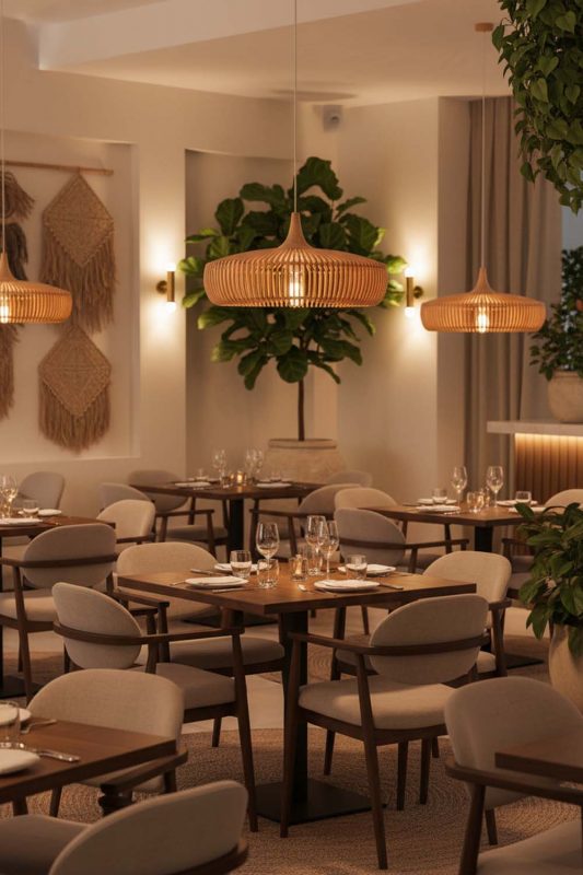 Restaurant Natural Bentwood Pendant Light - Memorable Ambience