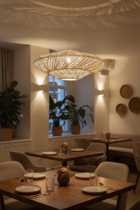 Restaurant Natural Ufo Shades Rattan Lamp - Cozy Fine Dining