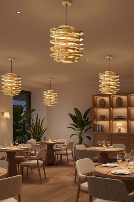 Restaurant Rattan Beehive Pendant Light - Memorable Ambience