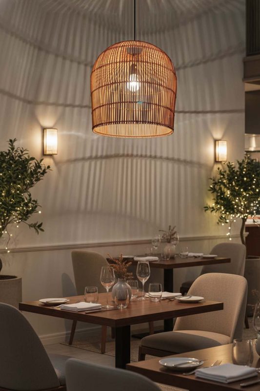 Restaurant Rattan Bell Shaped Pendant Light - Memorable Ambience