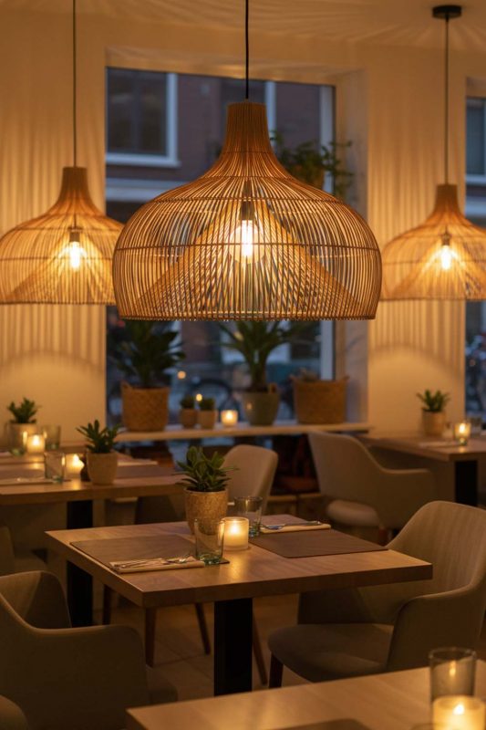 Restaurant Rattan Gourd Pendant Light - Elegant Dining Experience