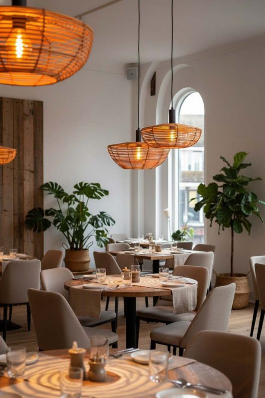 Restaurant Retro Rattan Pendant Light - Cozy Fine Dining