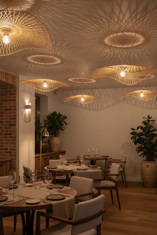 Restaurant Single Bamboo Lotus Leaf Pendant Light - Cozy Fine Dining