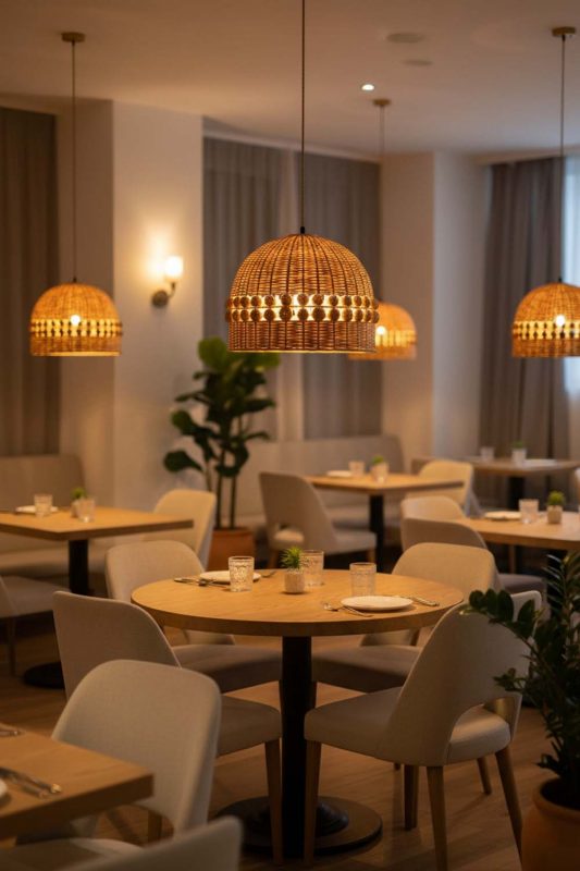 Restaurant Small Bamboo Bell Pendant Light - Cozy Fine Dining