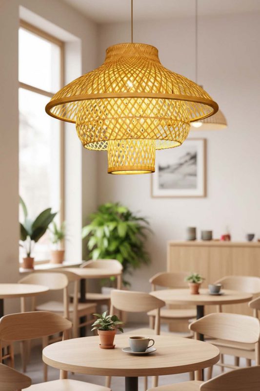 Restaurant Table Bamboo 3 Layered Pendant Light - Memorable Ambience