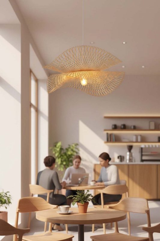 Restaurant Table Double Bamboo Lotus Leaf Pendant Light - Memorable Ambience