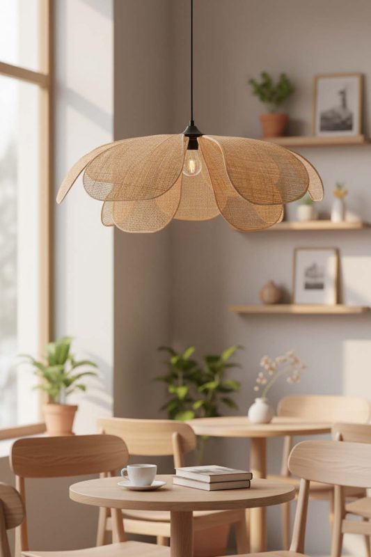 Restaurant Table Rattan Flower Hanging Light - Elegant Dining Experience