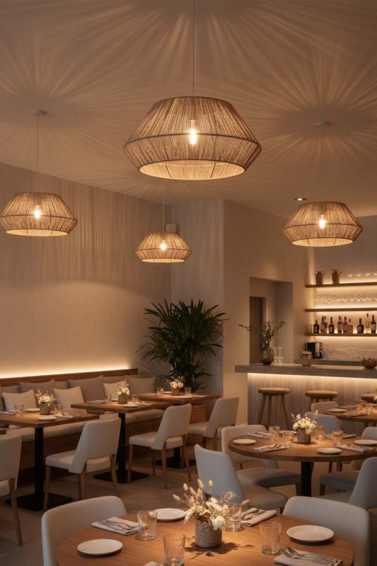 Restaurant Vintage Jute Rope Pendant Light - Elegant Dining Experience