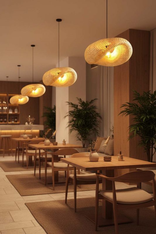 Restaurant Wicker Bird Nest Pendant Light A - Memorable Ambience