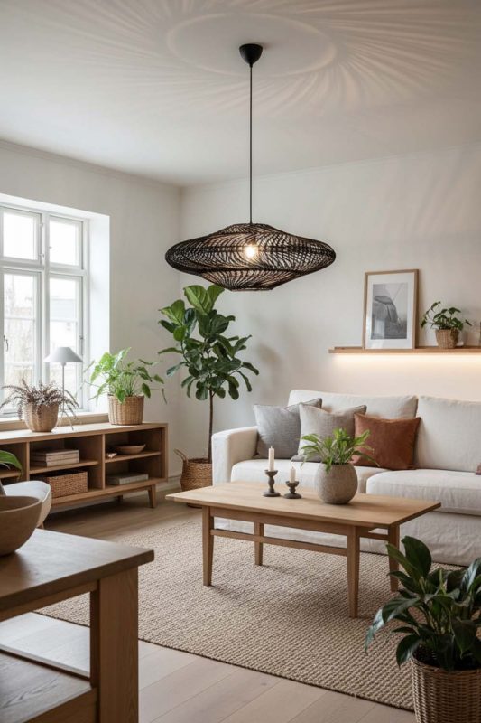 Scandinavian Black Ufo Shades Rattan Lamp - Simple & Functional