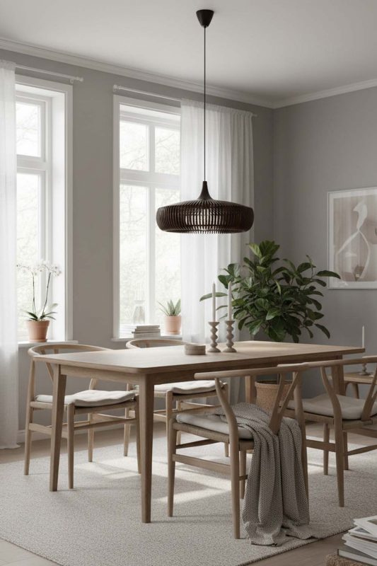 Scandinavian Coffee Bentwood Pendant Light - Soft & Cozy