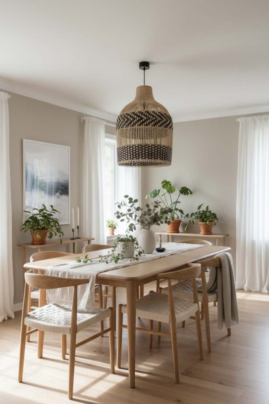 Scandinavian Double Band Wicker Bell Pendant Light - Soft & Cozy