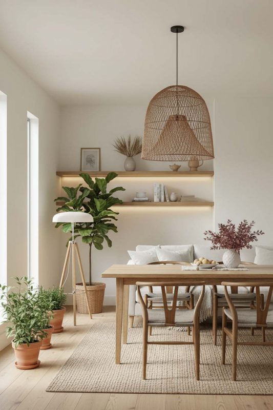 Scandinavian Double Layer Rattan Cage Pendant - Clean & Minimal