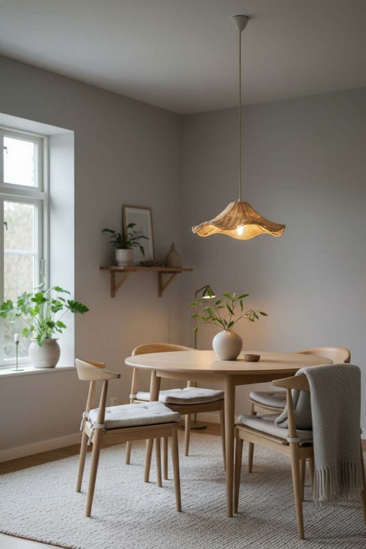Scandinavian Floral Rattan Pendant Light - Modern Nordic Feel