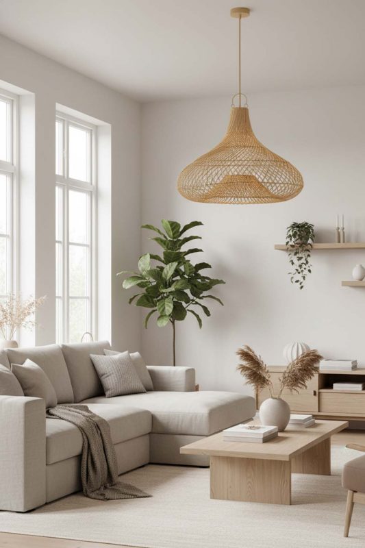 Scandinavian Gourd Rattan Pendant Light - Modern Nordic Feel