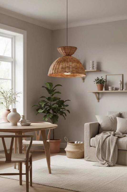 Scandinavian Hourglass Rattan Pendant Light - Modern Nordic Feel