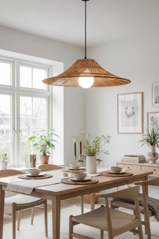 Scandinavian Loft Rattan Pendant Light - Bright & Airy