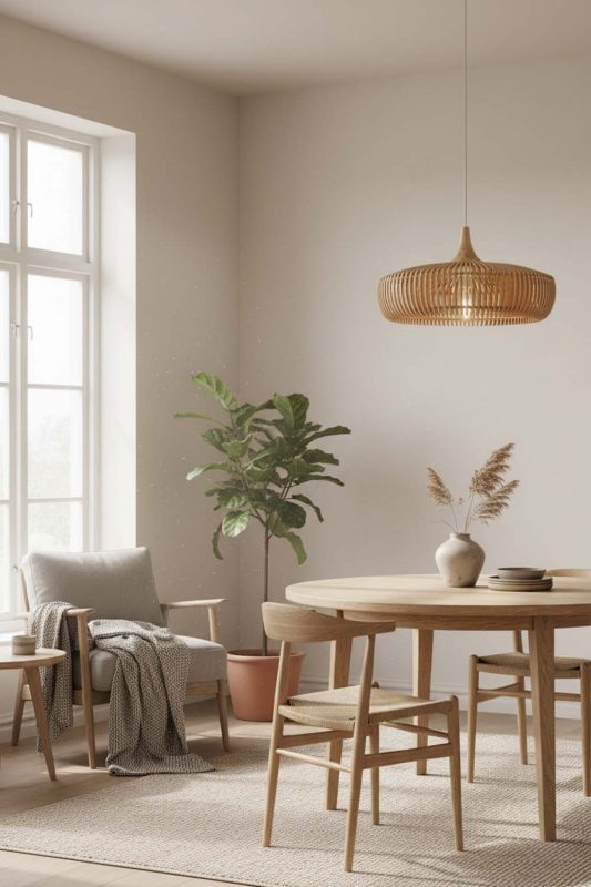 Scandinavian Natural Bentwood Pendant Light - Modern Nordic Feel