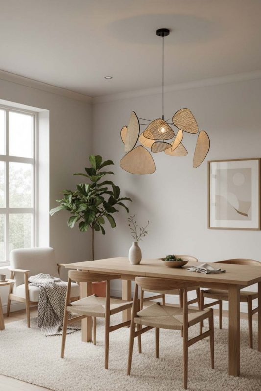 Scandinavian Natural Rattan Petal Ceiling Light - Soft & Cozy