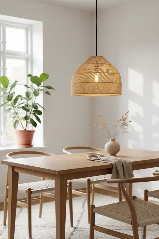 Scandinavian Natural Rattan Wide Dome Fixture - Bright & Airy