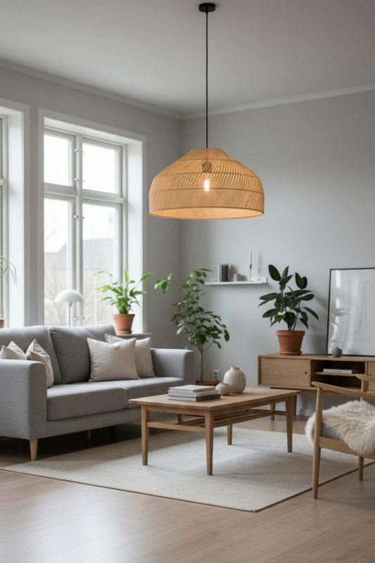 Scandinavian Natural Rattan Wide Dome Pendant Light - Simple & Functional