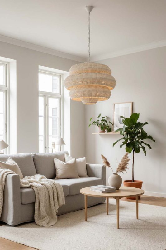 Scandinavian Natural Tiered Rattan Chandelier - Simple & Functional