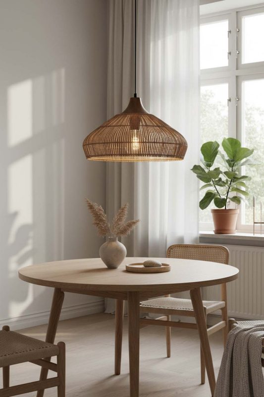 Scandinavian Open Rattan Pendant Light - Clean & Minimal