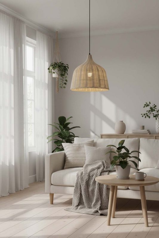 Scandinavian Rattan Basket Pendant Light Natural - Modern Nordic Feel