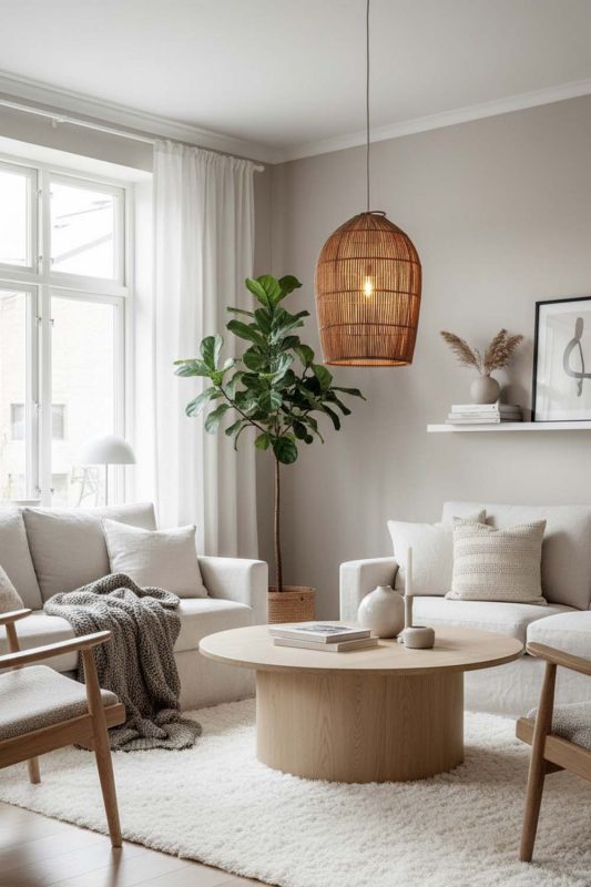 Scandinavian Rattan Dome Pendant Light - Soft & Cozy