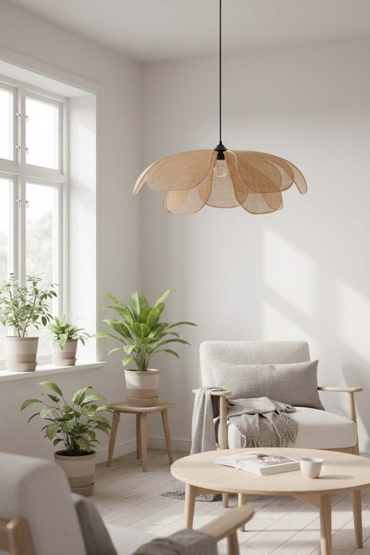 Scandinavian Rattan Flower Hanging Light - Bright & Airy