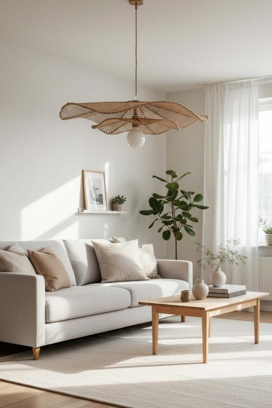 Scandinavian Rattan Lotus Pendant Light - Soft & Cozy