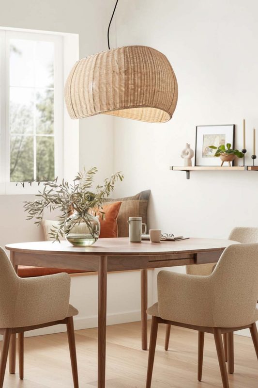 Scandinavian Rattan Ribbon Pendant Light - Bright & Airy