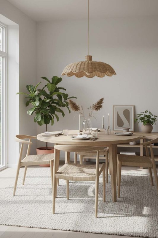 Scandinavian Rattan Scalloped Lampshade - Simple & Functional