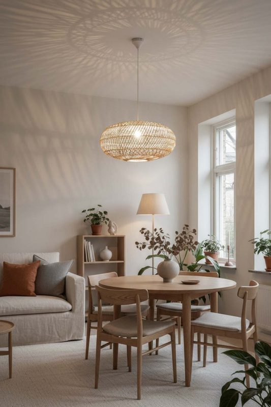 Scandinavian Sophisticated Rattan Round Pendant - Clean & Minimal