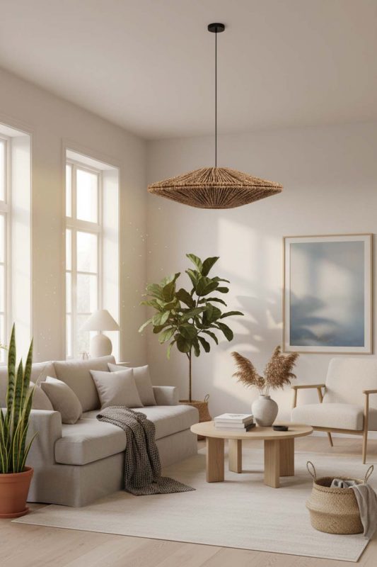 Scandinavian Ufo Hemp Rope Pendant Light - Bright & Airy