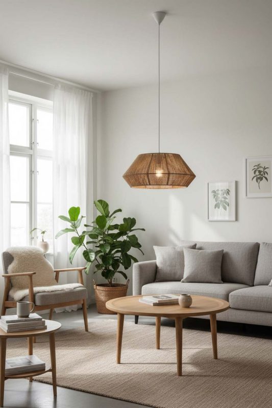 Scandinavian Vintage Jute Rope Pendant Light - Clean & Minimal