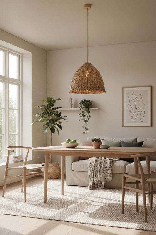 Scandinavian Wicker Bell Pendant Light - Soft & Cozy