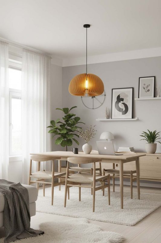 Scandinavian Wood Slat Pendant Light - Clean & Minimal