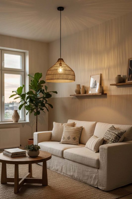 Small Space Bell Shape Hemp Rope Pendant Light - Minimal & Efficient