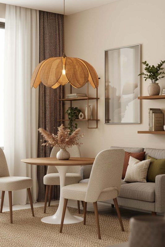 Small Space Flower Petal Rattan Pendant Light - Small But Mighty