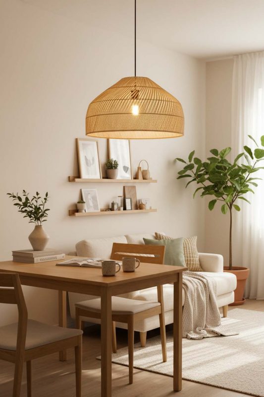 Small Space Natural Rattan Wide Dome Pendant Light - Small But Mighty