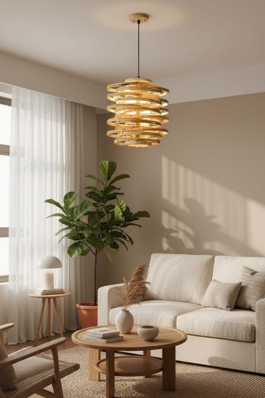 Small Space Rattan Beehive Pendant Light - Minimal & Efficient