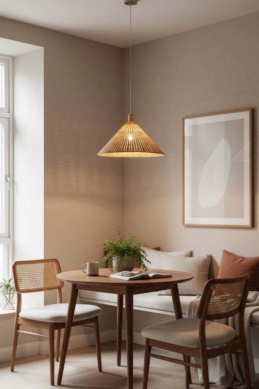 Small Space Rattan Cone Pendant Light - Space-saving & Smart