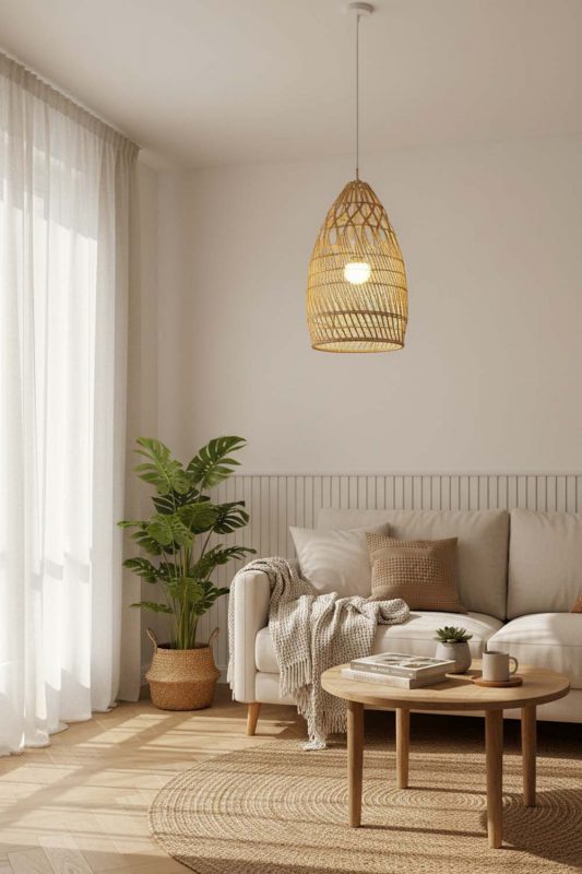 Small Space Rattan Egg-shaped Pendant Light - Space-saving & Smart