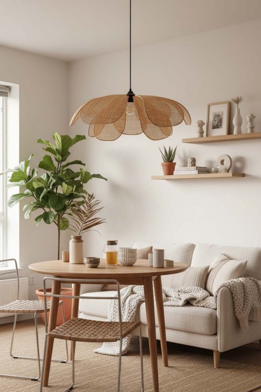 Small Space Rattan Flower Hanging Light - Space-saving & Smart