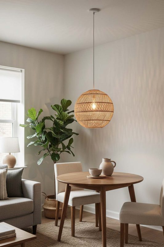 Small Space Sophisticated Rattan Global Pendant - Small But Mighty