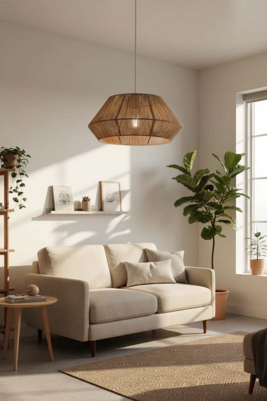 Small Space Vintage Jute Rope Pendant Light - Space-saving & Smart