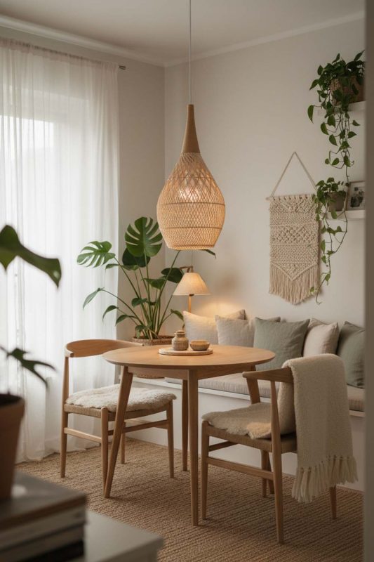 Small Space Vintage Wood Rattan Pendant Light D - Space-saving & Smart